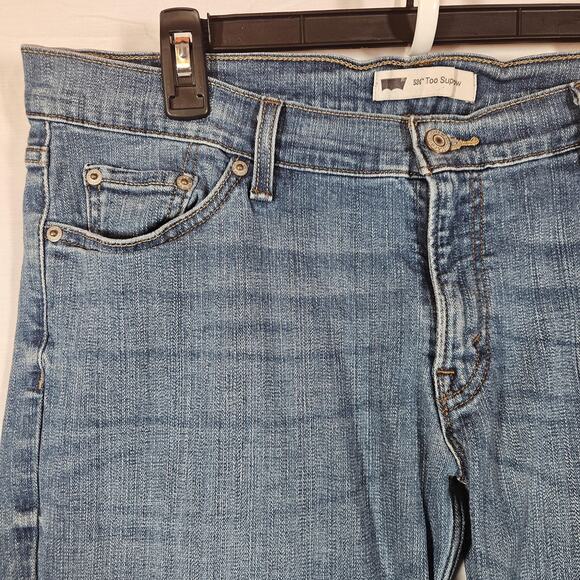 Levis 524 Too Superlow Jeans Womens 32x32* Blue Medium Wash Low Rise Bootcut - Picture 2 of 11